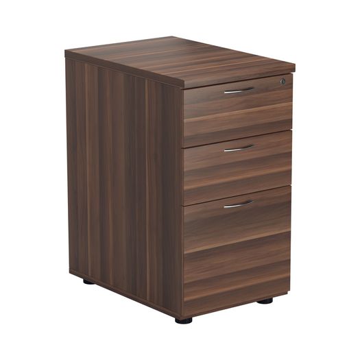 NEW 3 Drawer Desk High Pedestal 600mm deep - Dark Walnut