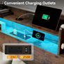 4ft6 Double Bed Frame with Storage Wooden Headboard | LED Light & Charging Station, Platform Metal Bed Frame Double with Underbed Storage Image 3