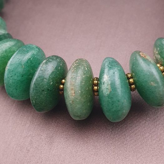 Vintage Tire Shape Jade Beads Necklace 24inches