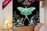 Butterfly Vertical Black Tapestry Wall Hanging Mushroom Tapestries Floral Aesthetic Wall Tapestry for Bedroom Dorm Living Room 73x95cm MULTIPLE SIZES AVAILABLE (FREE SHIPPING)