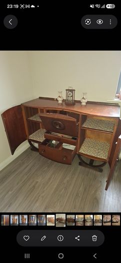 Vintage Art Deco Walnut Sideboard / Cocktail Cabinet