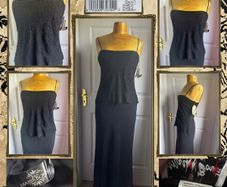 Maria Bonita Black Beaded Evening Gown BNWT Size 10-12 Approx