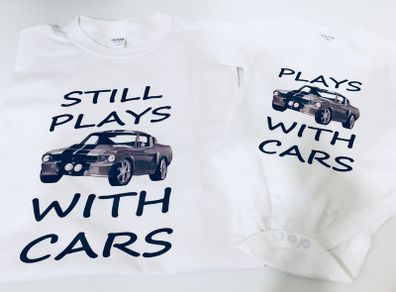 Father And Baby Set T-shirt And Bodysuit Set Dad And Son Plays With Cars Set 2