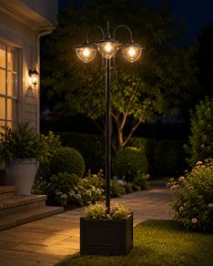 Solar Lamp Post Street Light with Planter Automatic