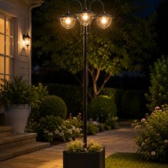 Solar Lamp Post Street Light with Planter Automatic