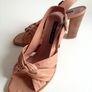 PIED A TERRE nude pink leather slingback chunky high heels (Size EU39) Image 4