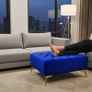 Chester Lux Coffee Table / Long Footstoll in Beige Velvet with Gold Legs 120x60cm Image 6