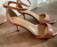 Beige heels sandals size uk 4