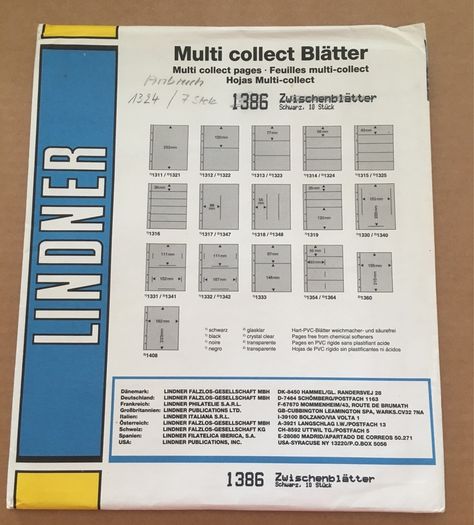 Lindner Muti-Collect. Partial Pack of 7. No 1324 ideal for Stamps (singles, line of stamps or definitive booklet).