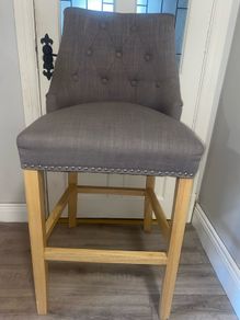 2 x EZ Living Studded Grey Counter Stools