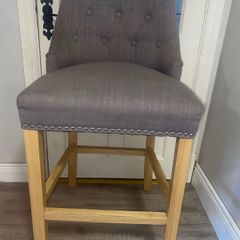 2 x EZ Living Studded Grey Counter Stools