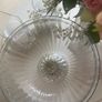 ShabbyChic Large ribbed glass bowl with vintage style crackle glass base stand..beautiful on it's own or filled Image 3