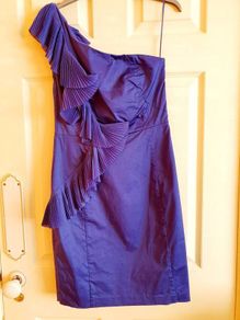 Blue one shoulder dress, size 10