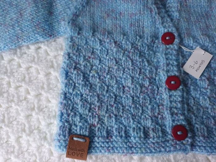 Hand Knit Baby Cardigan & Booties Set: 3-6 Months