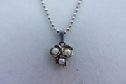 Vintage Sterling Silver 925 Faux Pearl  Pendant 18" Necklace 3,55g