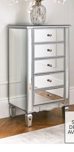 Mirrored 5 drawer unit