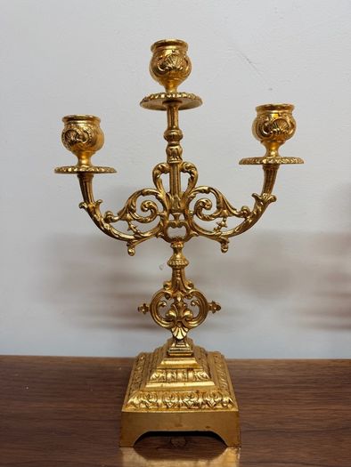 Pair of Gilt Brass Candelabras in Louis XIV Style