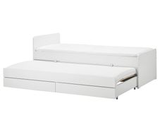 Single Bed with underbed (SLAKT - Bed frame with underbed and storage, white, 90x200 cm)