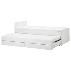 Single Bed with underbed (SLAKT - Bed frame with underbed and storage, white, 90x200 cm)