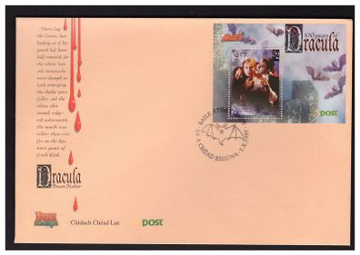 1997 Ireland 32p Mars Centenary of Bram Stokers Dracula Commemorative Stamp Miniature Sheet An Post First Day Cover (FDC)