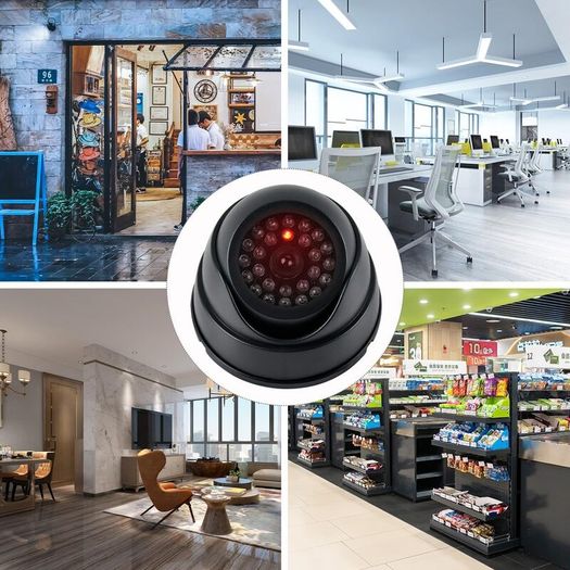 Dummy Cameras Fake CCTV 2PCS, Dome Dummy Fake Security CCTV Camera Simulation Monitor with Flashing LED Light, Dummy CCTV Camera Outdoor Indoor, Dummy Fake Camera Waterproof with 2 CCTV Signs + Screws