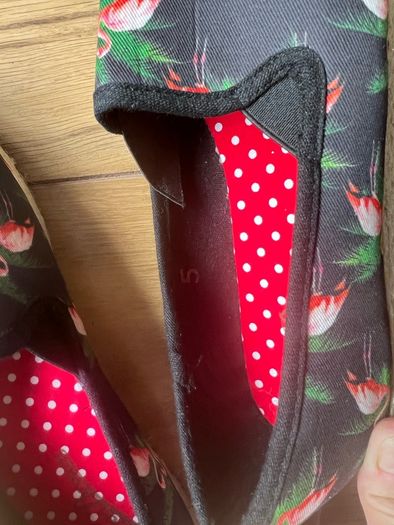 Joe Browns flamingo print black canvas shoes