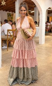 Loveshackfancy metallic dress and bag
