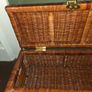 Mid Century Wicker and Rattan Storage Chest with Engraved Brass hardware Image 10