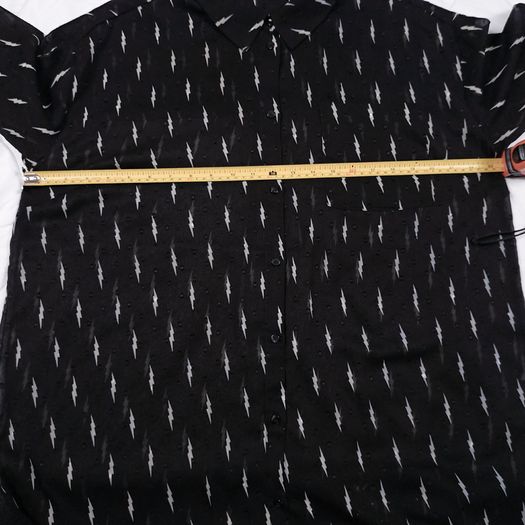 Sofie Schnoor Black Sheer Lightning Bolt Pattern Long Sleeve Midi Shirt Dress Size M