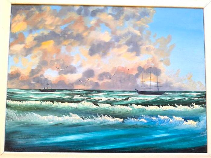 Seascape Oil on Canvas Painting 32/26in