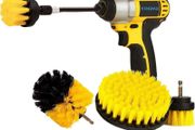 Drill Brush Cleaning Brushes Set, 4 Pack Extended Long Attachment Power Scrubber Brushes for Cleaning, Great for Car Carpet Floor Bathroom Toilet Kitchen Ceramic Surface Yellow