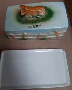 New Jersey cow collectable vintage butter dish