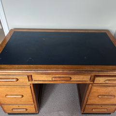 Mid-Century Hardwood Executive Desk