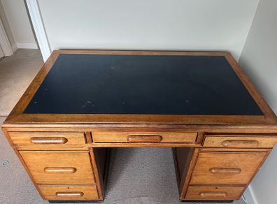 Mid-Century Hardwood Executive Desk