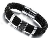 Trendy Real Leather Braided Bracelet 20cm Black Men Jewellery Designer Surfer Surf