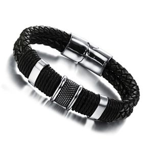 Trendy Real Leather Braided Bracelet 20cm Black Men Jewellery Designer Surfer Surf
