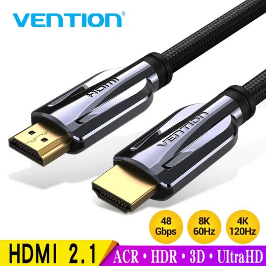 VENTION 3M Premium HDMI 2.1 UHD/3D 8K (7680x4320@60Hz) 48Gbps Luxury Model (Zinc Alloy/Cotton Braided/Gold Plated) Cable (Brand New/Warranty)