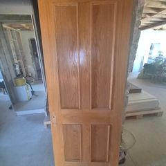 Pair of Solid Oak Four Panel Internal Doors 198 x 76 cm