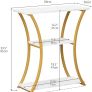 Rustic Narrow Console Table with 3 Tiers, Slim Hallway Table with Curved Metal Frame and Open Shelves, Entryway or Sofa Table for Living Room and Foyer (Marble White) Image 2
