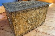 Vintage English Brass Fireplace Kindling Box
