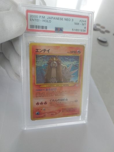 Pokemon Entei Holo 2000 Japanese Neo Revelation PSA 8 Swirl