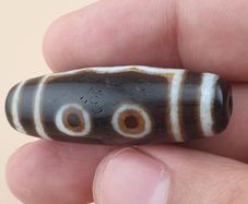 Vintage 5 Eyes Himalayan Tibetan Agate Dzi Bead Amulet Pendant