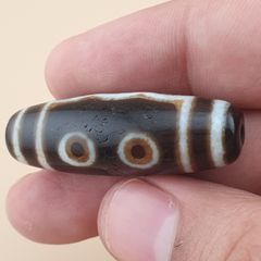 Vintage 5 Eyes Himalayan Tibetan Agate Dzi Bead Amulet Pendant