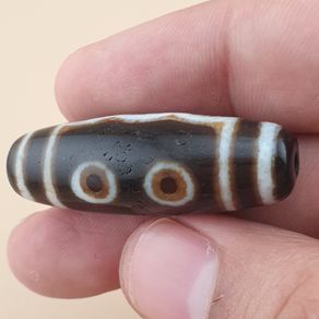 Vintage 5 Eyes Himalayan Tibetan Agate Dzi Bead Amulet Pendant
