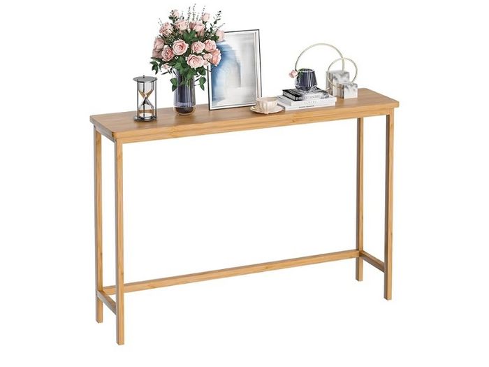 Slim Entryway Table, Narrow Sofa Table, 100cm Bamboo Hallway Table for Entryway, Living Room, Bedroom, Foyer, Natural