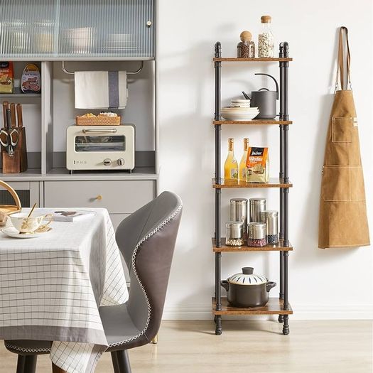 NEW SALE | Ladder Shelf,5-Tier Storage Shelves,Small Bookshelf,Shelving Unit with Metal Frame,Vintage Industrial Plant Display Stand,Bookcase for Living Room, Home Office
