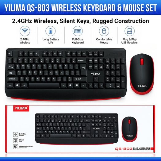 Yilima QS-803 Dual Mode Keyboard And Mouse Combo, Bluetooth Wireless Silent Keys