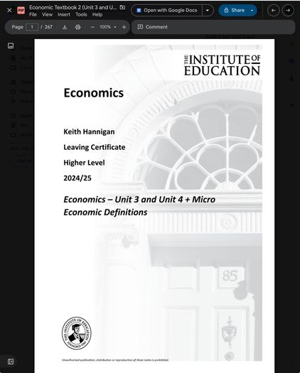 Leaving Cert Economics Institute Notes