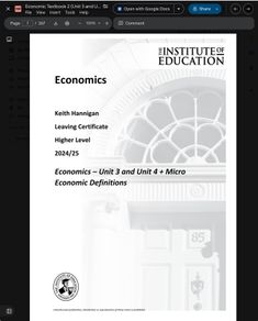 Leaving Cert Economics Institute Notes
