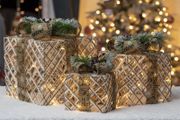 Set of 3 Light-Up Christmas Boxes/Indoor Christmas Decorations / 45 Warm White LED Lights (FREE POSTAGE)